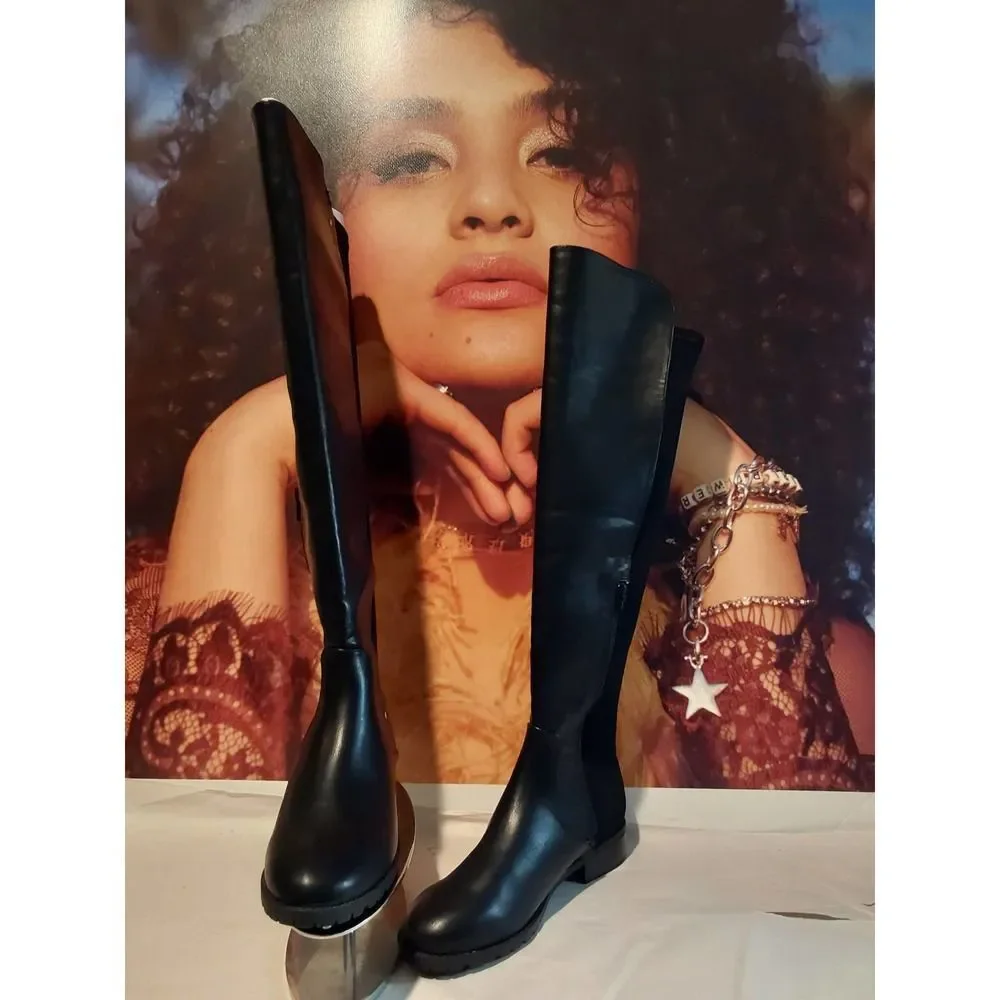 Material Girl Women's Mwebby Over-The-Knee Boot blk size 6.5 M,